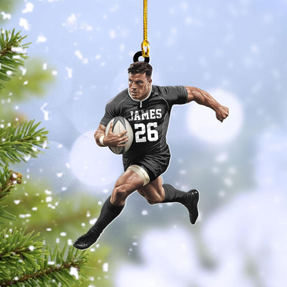 Personalized Rugby Player Christmas Ornament, Custom Name Number For Rugby Player Ornament ON1688