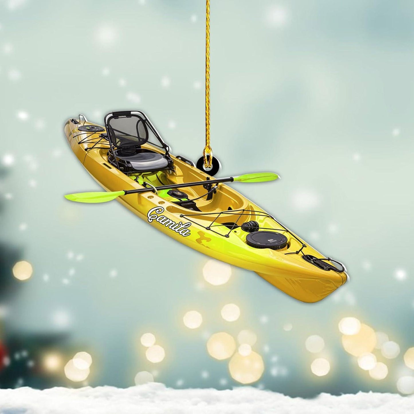 Personalized Kayak Christmas Ornament, Custom Name Water Sports Enthusiasts Ornament ON1691