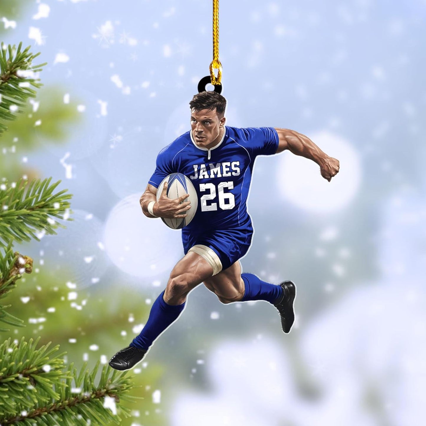 Personalized Rugby Player Christmas Ornament, Custom Name Number For Rugby Player Ornament ON1688