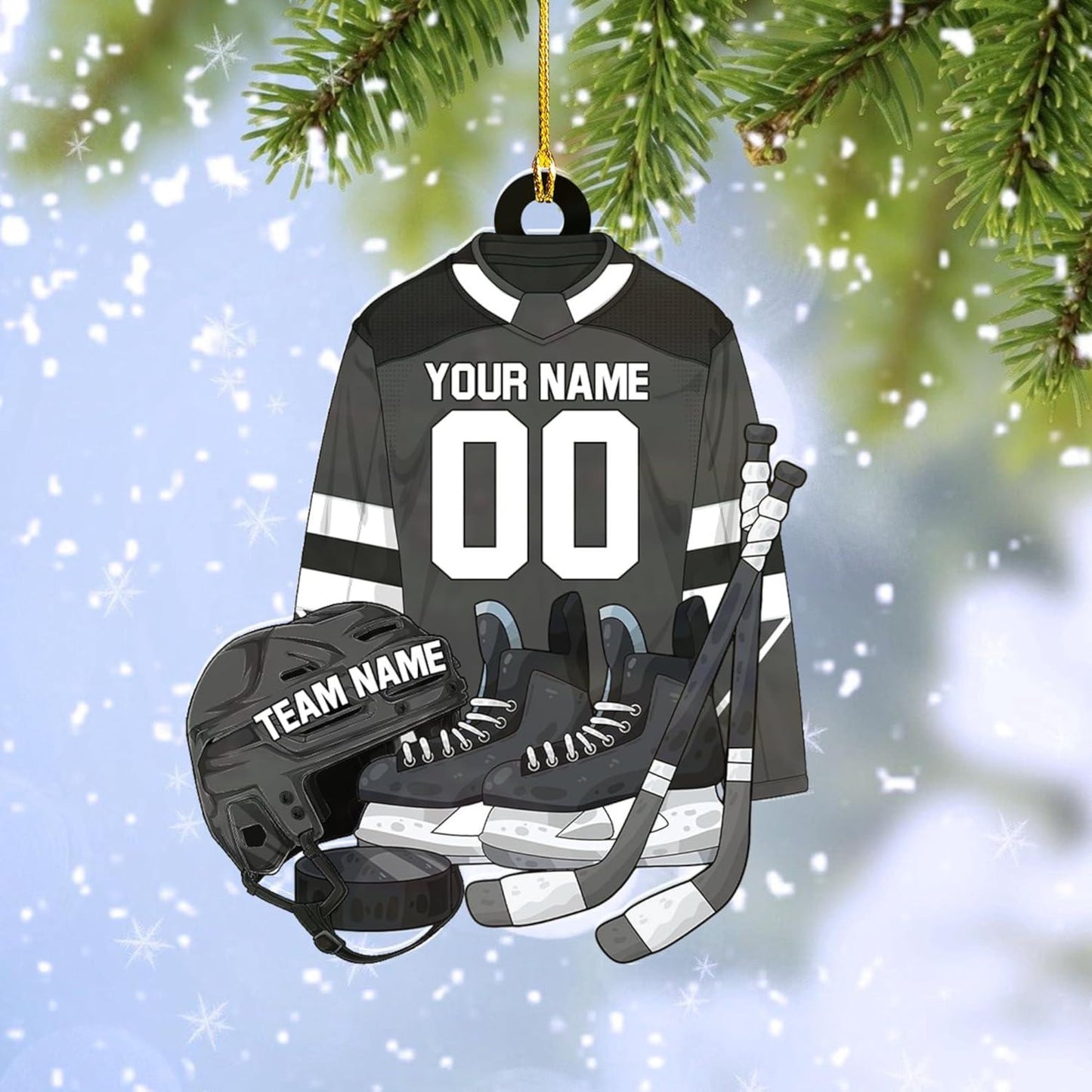 Personalized Hockey Outfit Christmas Ornament 2024, Custom Name Number Hockey Players Ornament ON1690