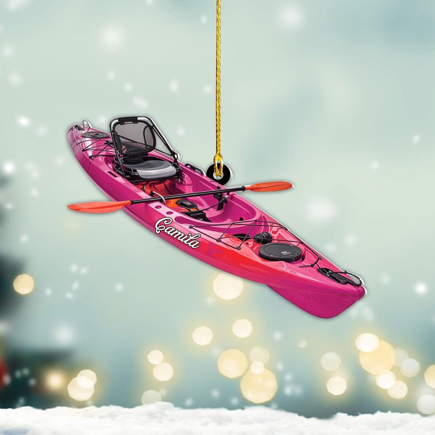 Personalized Kayak Christmas Ornament, Custom Name Water Sports Enthusiasts Ornament ON1691