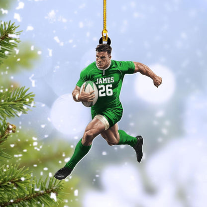 Personalized Rugby Player Christmas Ornament, Custom Name Number For Rugby Player Ornament ON1688