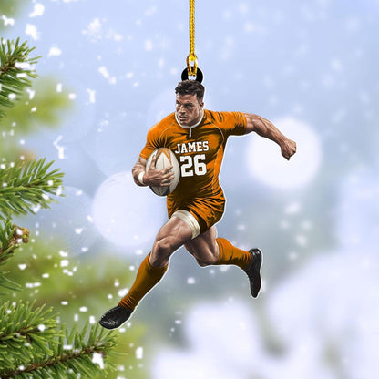 Personalized Rugby Player Christmas Ornament, Custom Name Number For Rugby Player Ornament ON1688