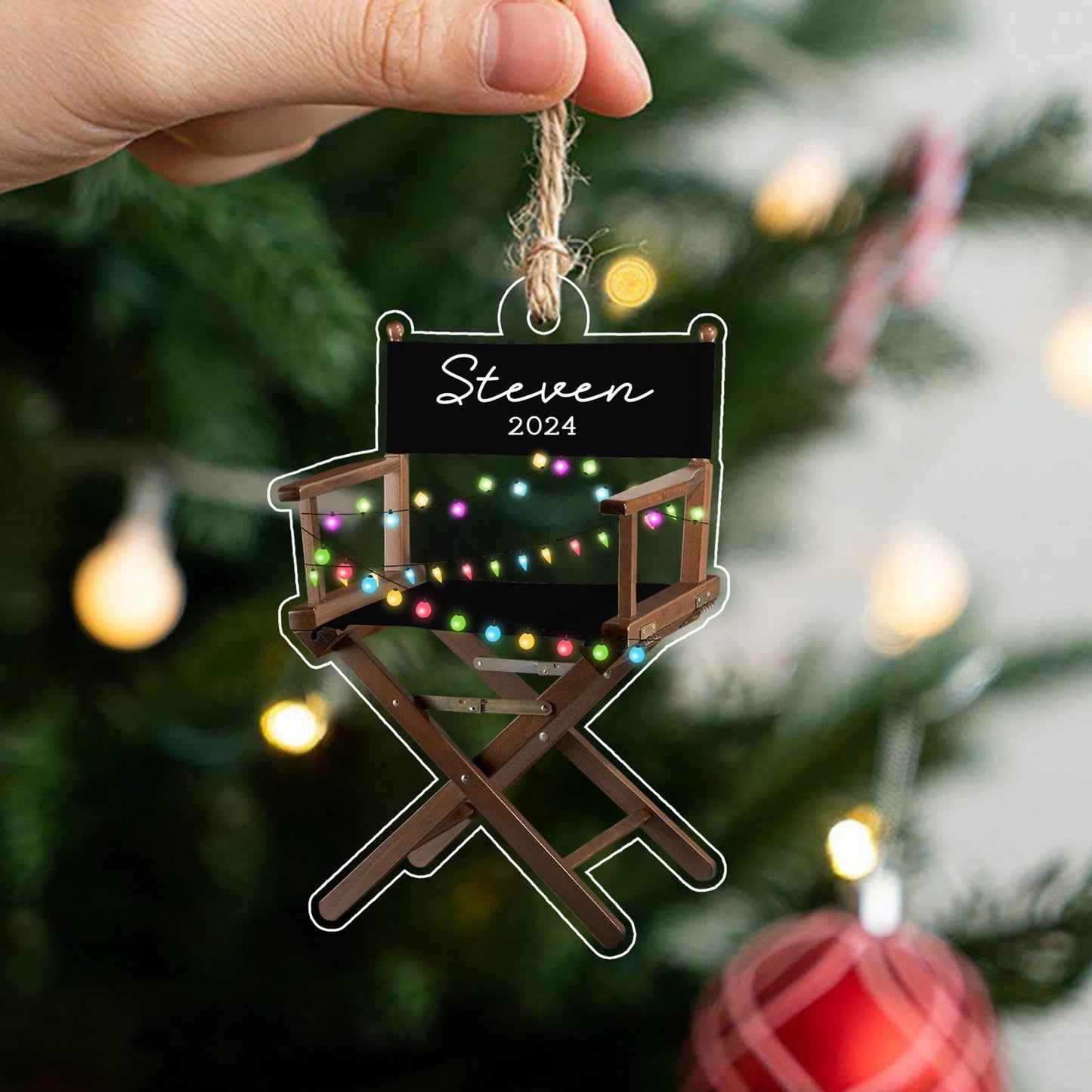 Personalized Director Chair Christmas Light Ornament, Custom Name Loved Chair Ornament ON1267