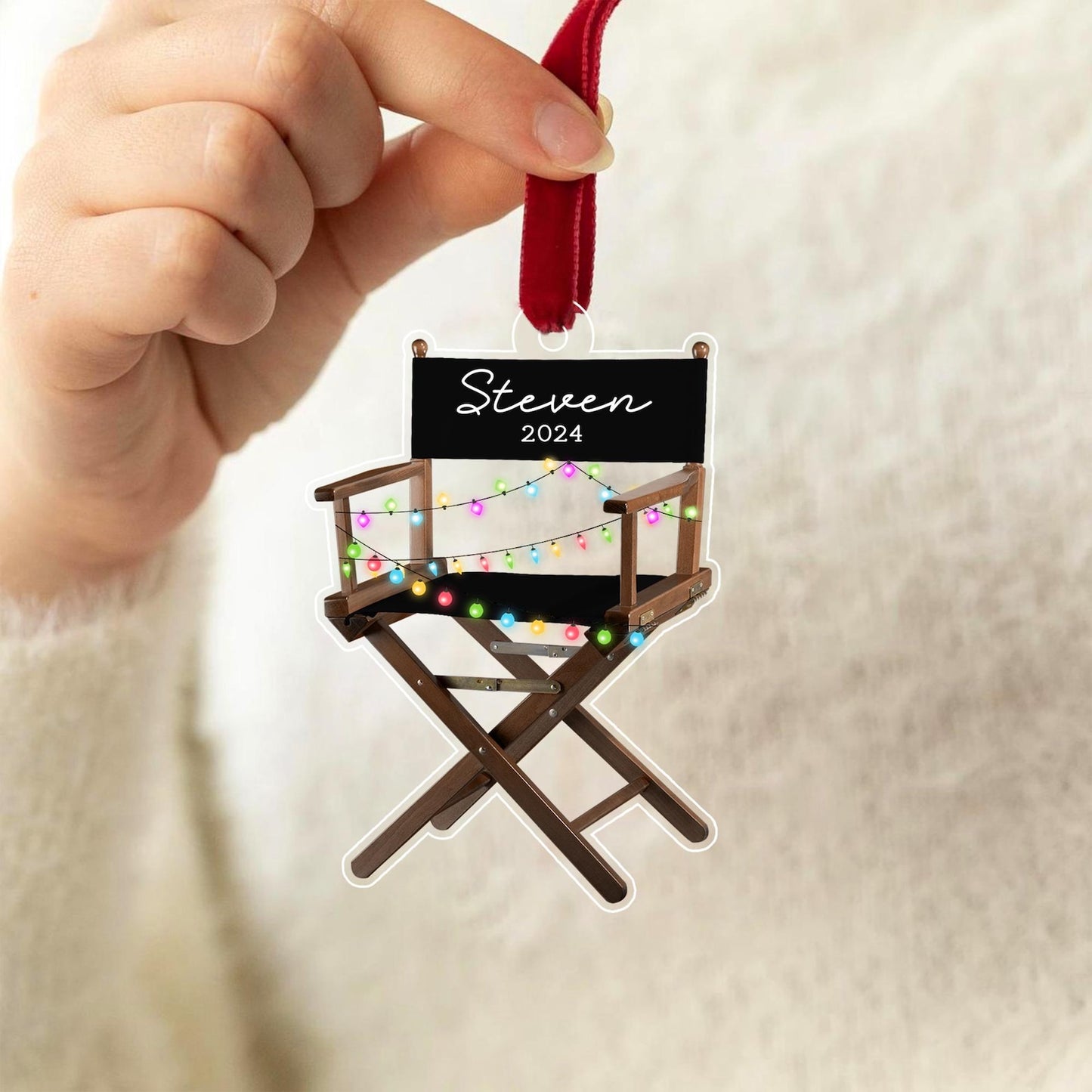 Personalized Director Chair Christmas Light Ornament, Custom Name Loved Chair Ornament ON1267