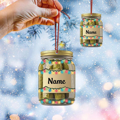 Personalized Pickle Jar Christmas Ornament, Custom Name Pickle Lovers Ornament ON1280