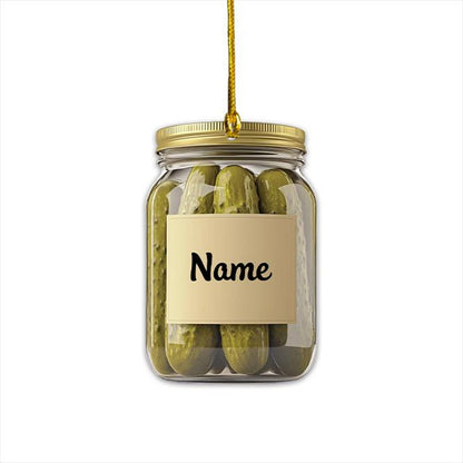 Personalized Pickle Jar Christmas Ornament, Custom Name Pickle Lovers Ornament ON1280