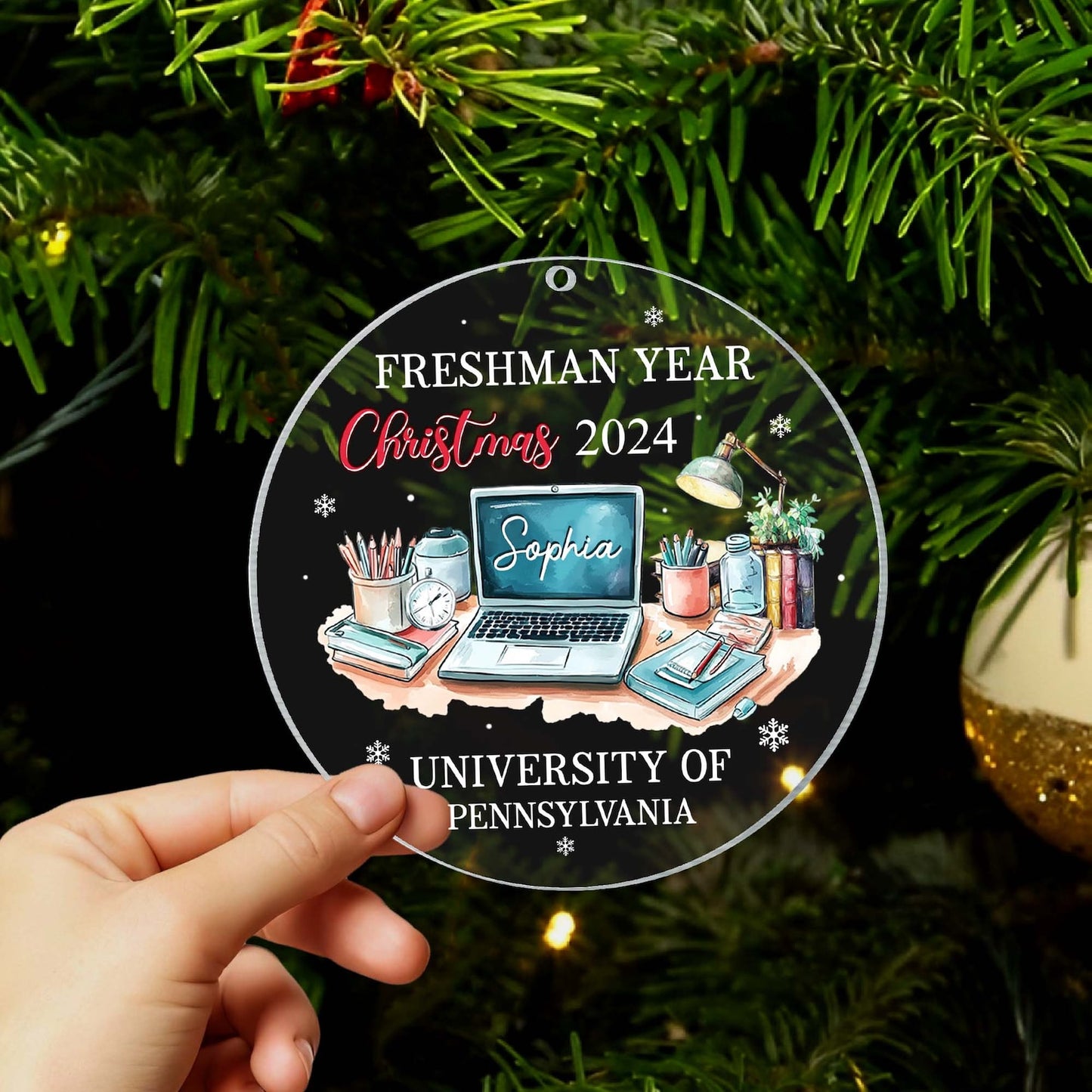 Personalized Freshman Year Christmas 2024 Ornament, Custom First Year At College Ornament, Custom New College Student Ornament ON0894