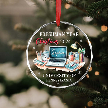 Personalized Freshman Year Christmas 2024 Ornament, Custom First Year At College Ornament, Custom New College Student Ornament ON0894