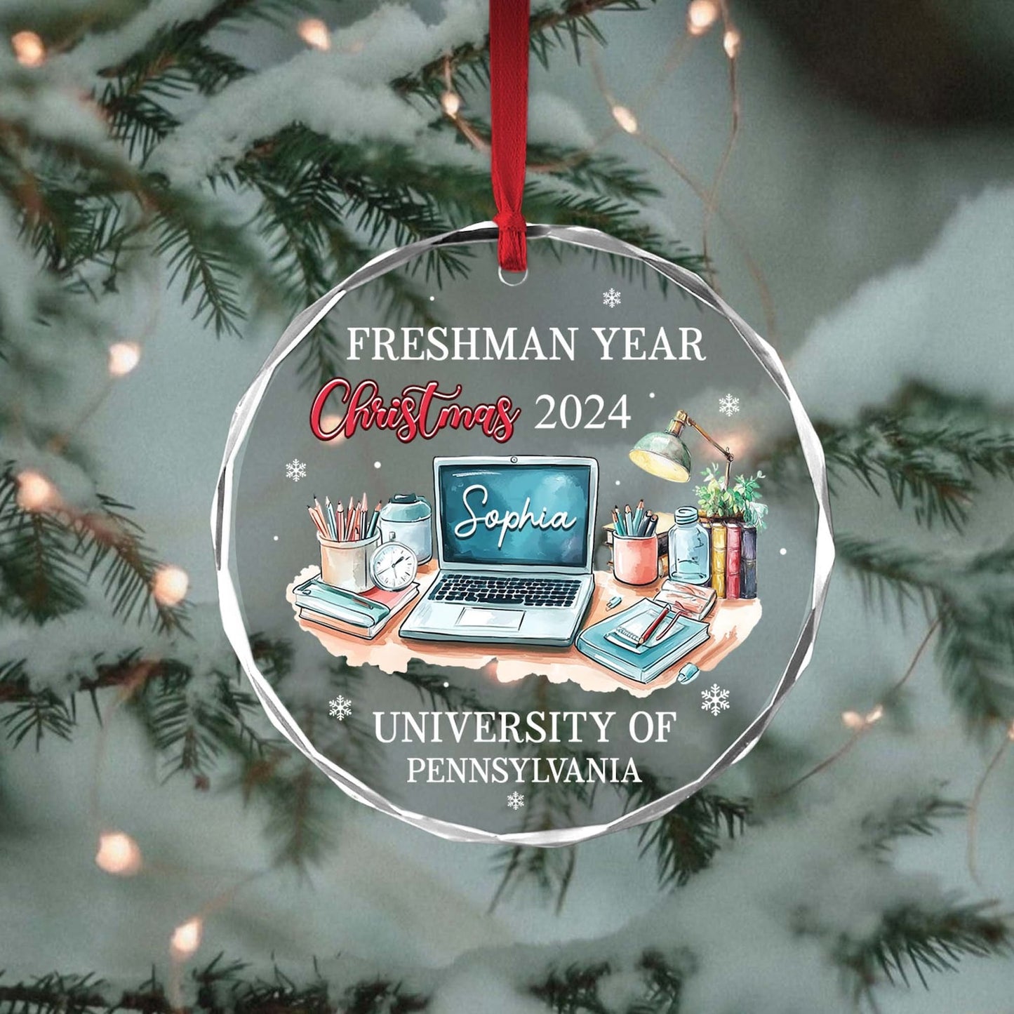 Personalized Freshman Year Christmas 2024 Ornament, Custom First Year At College Ornament, Custom New College Student Ornament ON0894