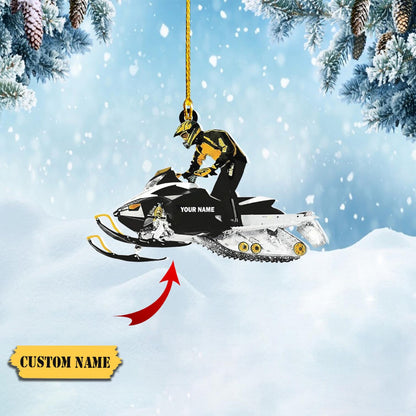 Personalized Snowmobile Rider Ornament, Custom Name Snowmobile Enthusiasts Ornament ON1662