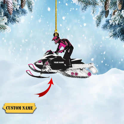 Personalized Snowmobile Rider Ornament, Custom Name Snowmobile Enthusiasts Ornament ON1662