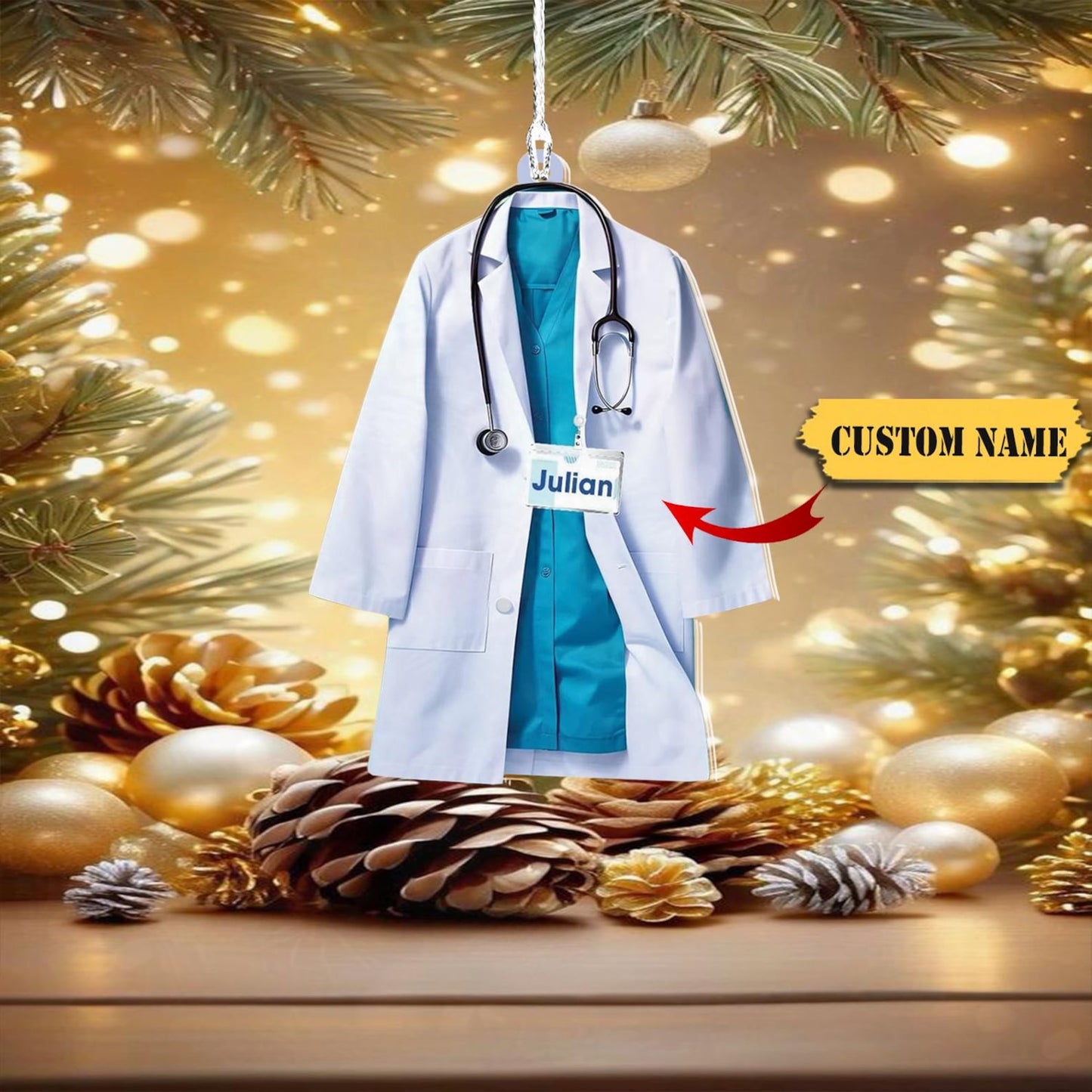 Personalized Doctor Blouse Ornament, Custom Name Doctor Ornament ON0957