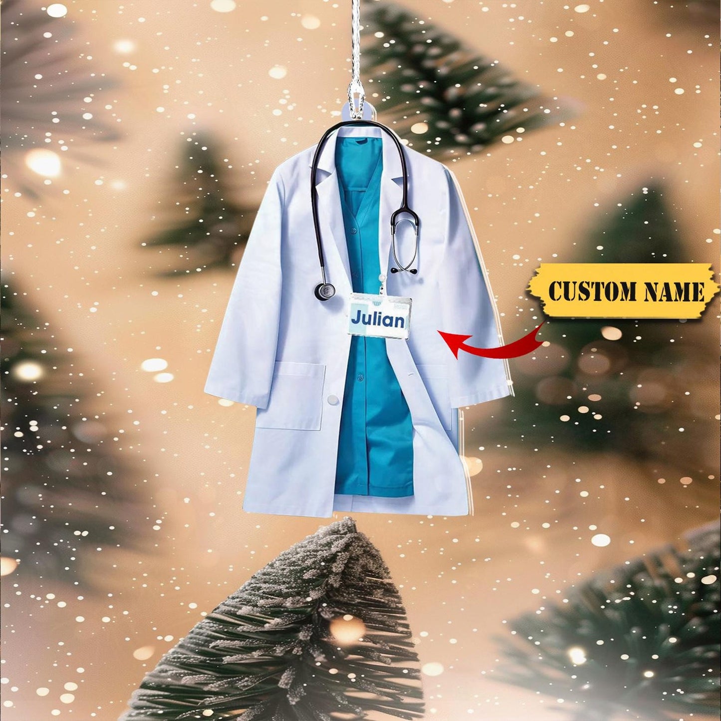 Personalized Doctor Blouse Ornament, Custom Name Doctor Ornament ON0957