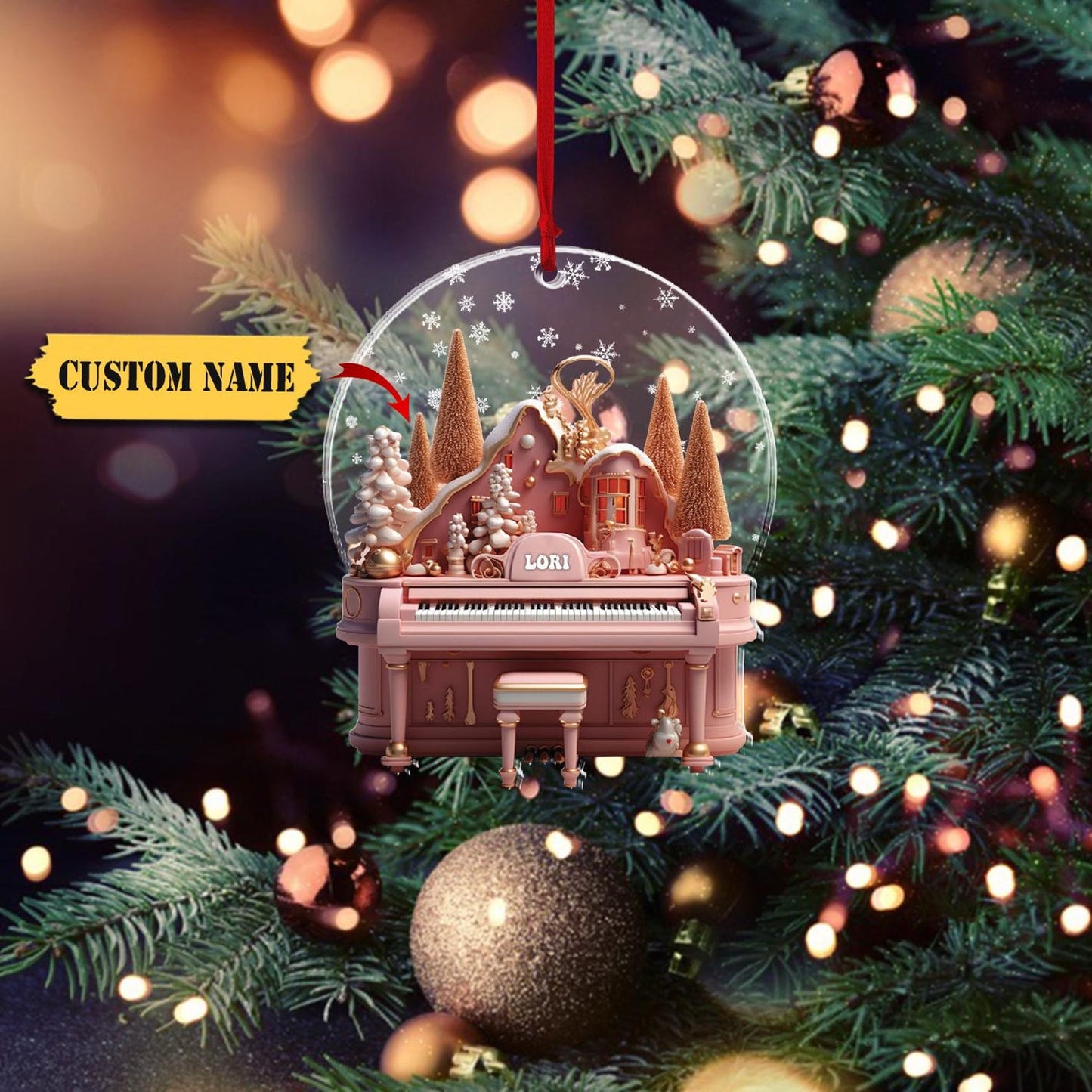 Personalized Piano Christmas Ornament, Custom Name Piano Lovers Ornament ON1371