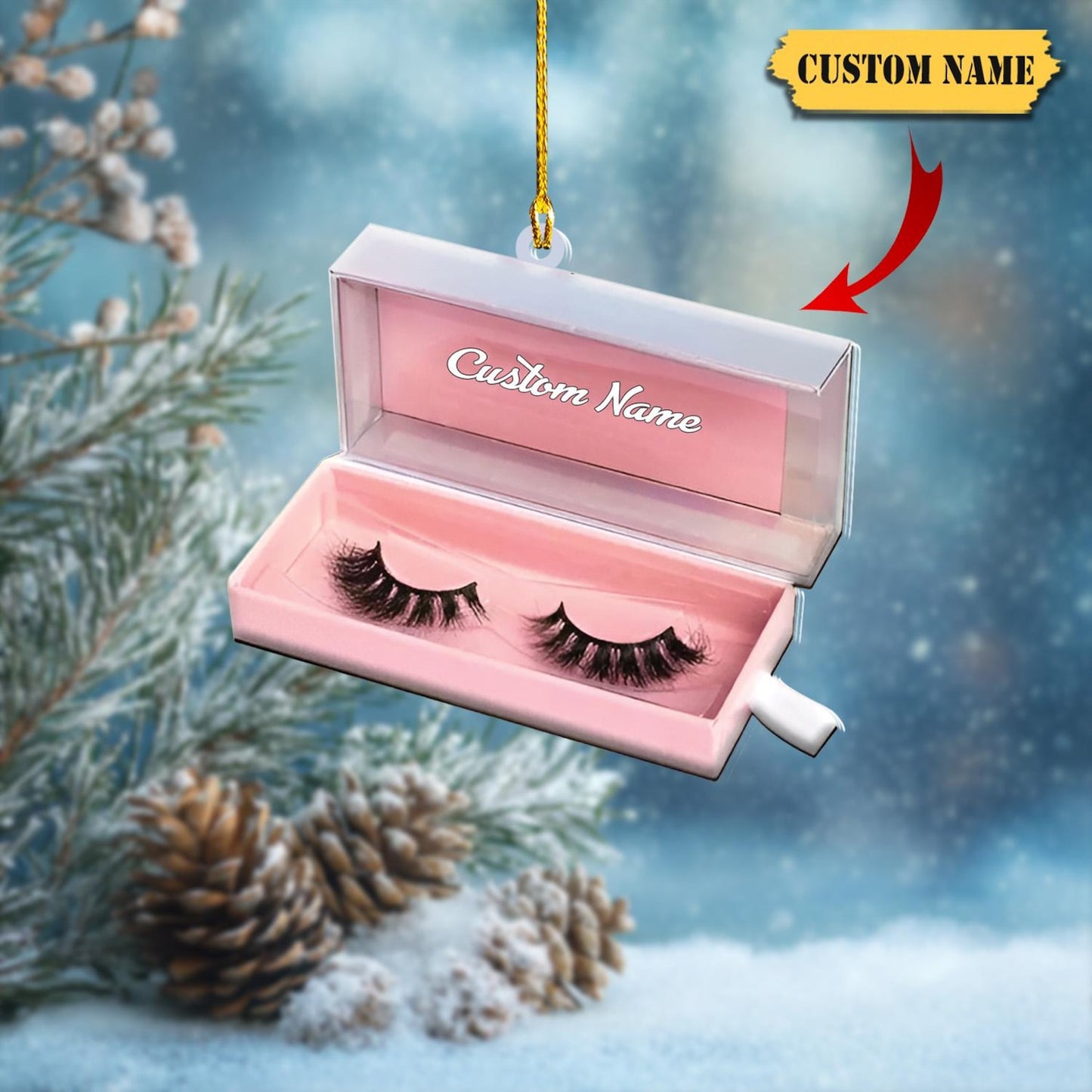 Personalized Eyelashes Box Christmas Ornament, Custom Name Loved Eyelashes Box Ornament ON1358