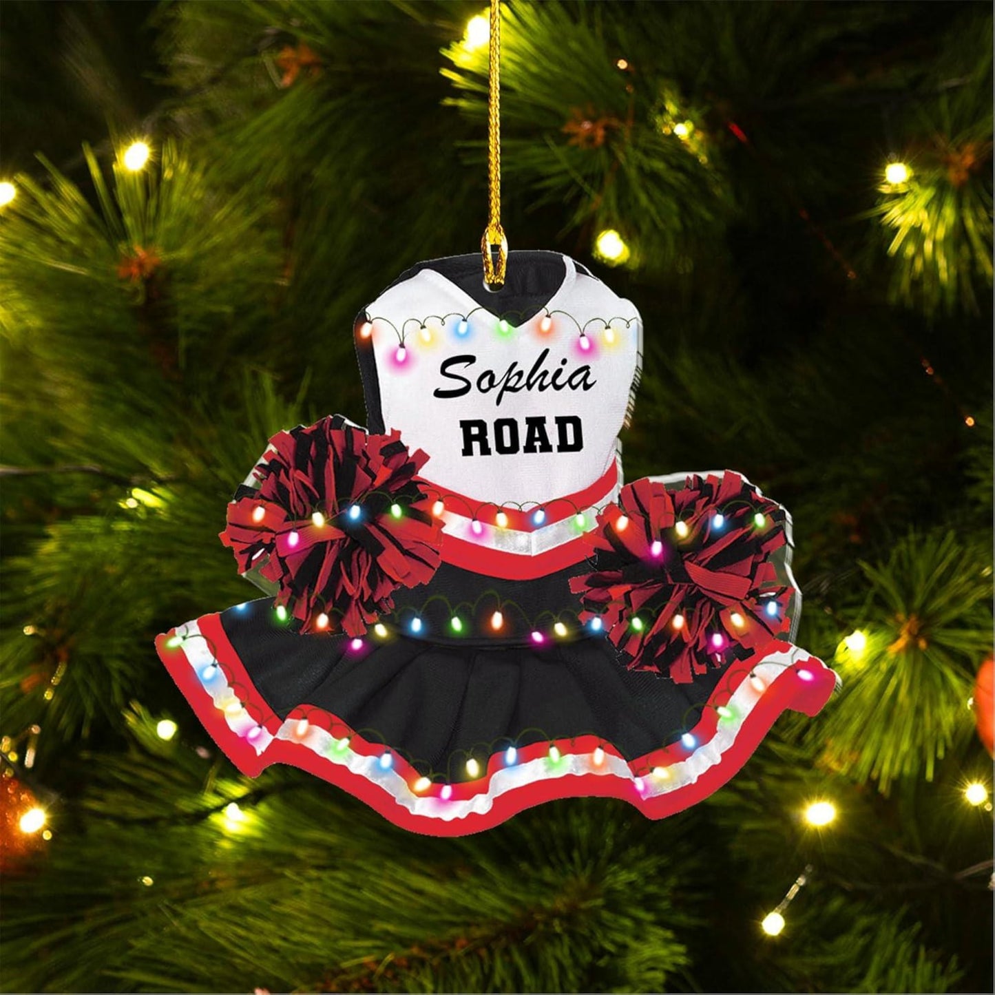 Personalized Cheerleading Pom pom Girl Christmas Ornament, Custom Name Cheerleader Ornament ON1065