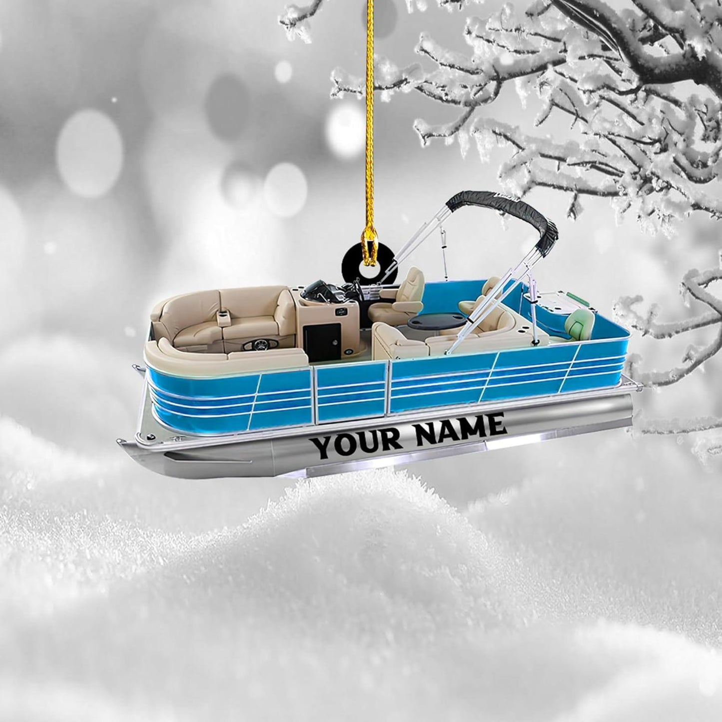 Personalized Pontoon Boat Ornament, Custom Name Pontoon Lover Ornament ON1082