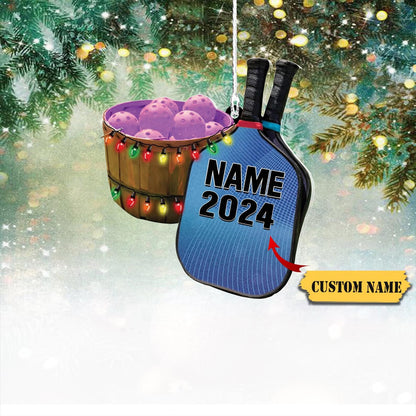 Personalized Pickleball Christmas Light Ornament 2024, Custom Name Pickleball Player Ornament ON1378