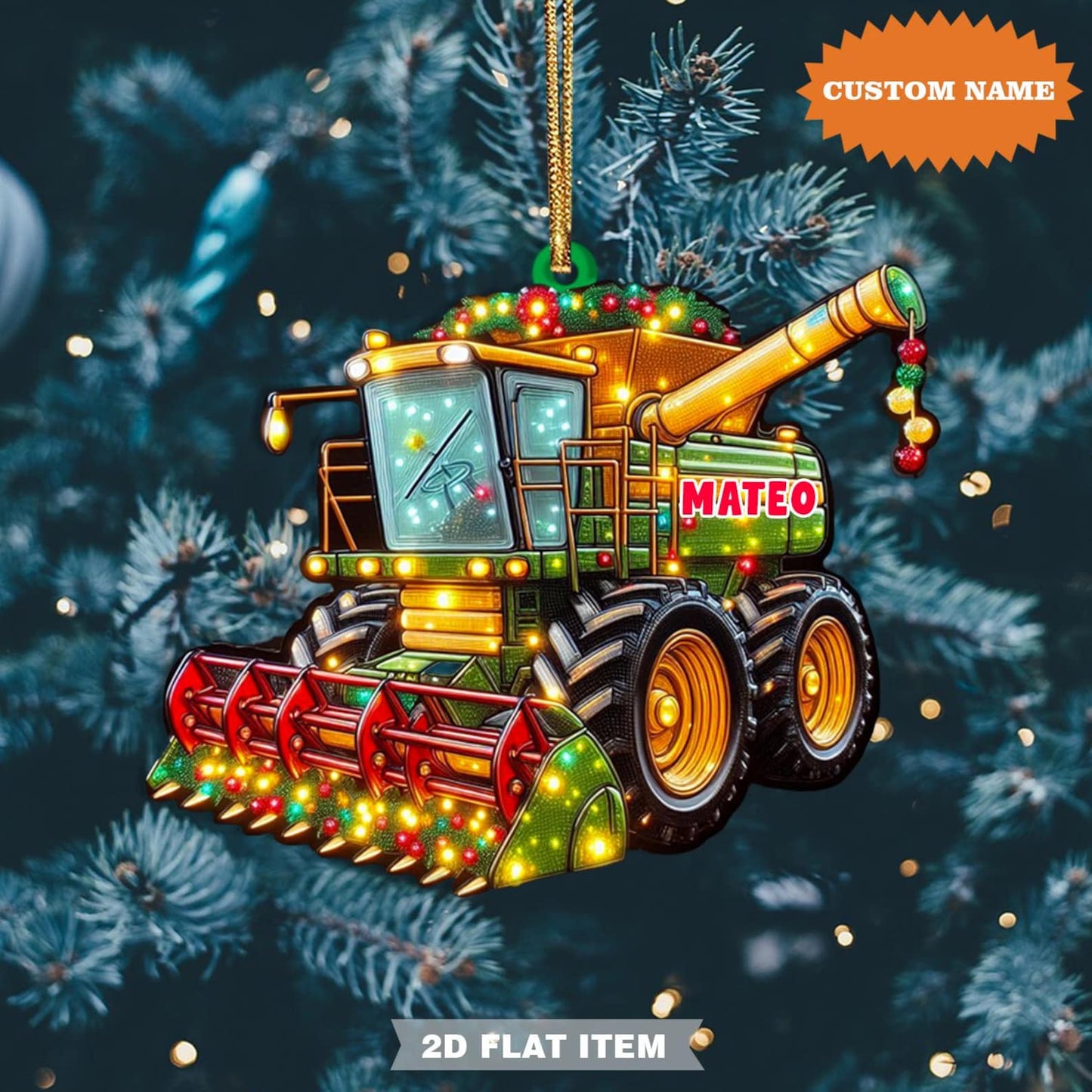 Personalized Combine Harvester Christmas Ornament, Custom Name Combine Harvester Lover Ornament ON1246