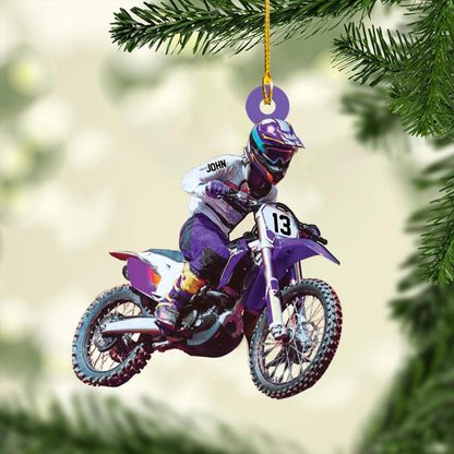 Personalized Dirt Bike Christmas Ornament 2024, Custom Name Dirt Bike Player Ornament ON1653