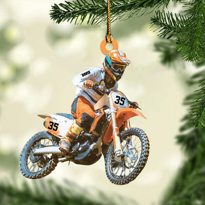 Personalized Dirt Bike Christmas Ornament 2024, Custom Name Dirt Bike Player Ornament ON1653