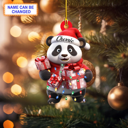 Personalized Cute Panda Light Christmas Ornament, Custom Name Panda Lovers Ornament ON1123