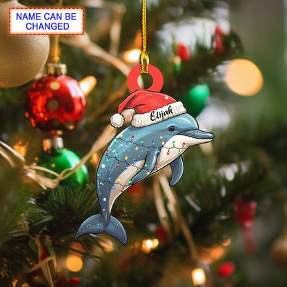 Personalized Dolphin Light Christmas Ornament, Custom Name Dolphin Lovers Xmas Ornament ON1110