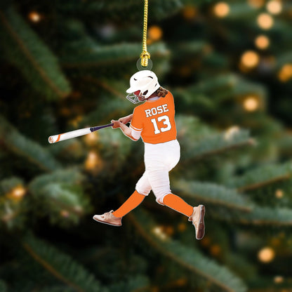 Personalized Baseball Player Christmas Ornament, Custom Name Baseball Ornament ON0868