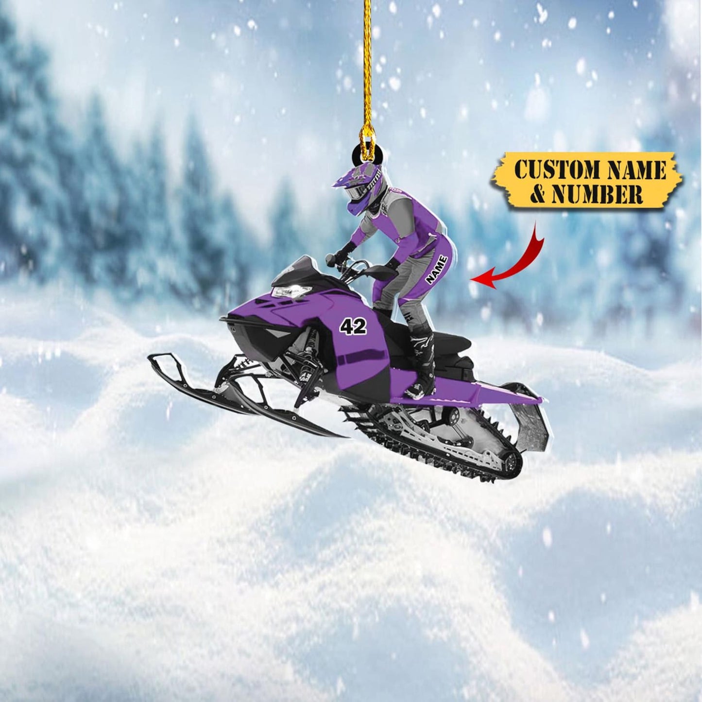 Personalized Snowmobile Rider Ornament, Custom Name Snowmobile Lovers Ornament ON1072