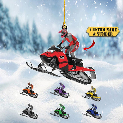 Personalized Snowmobile Rider Ornament, Custom Name Snowmobile Lovers Ornament ON1072