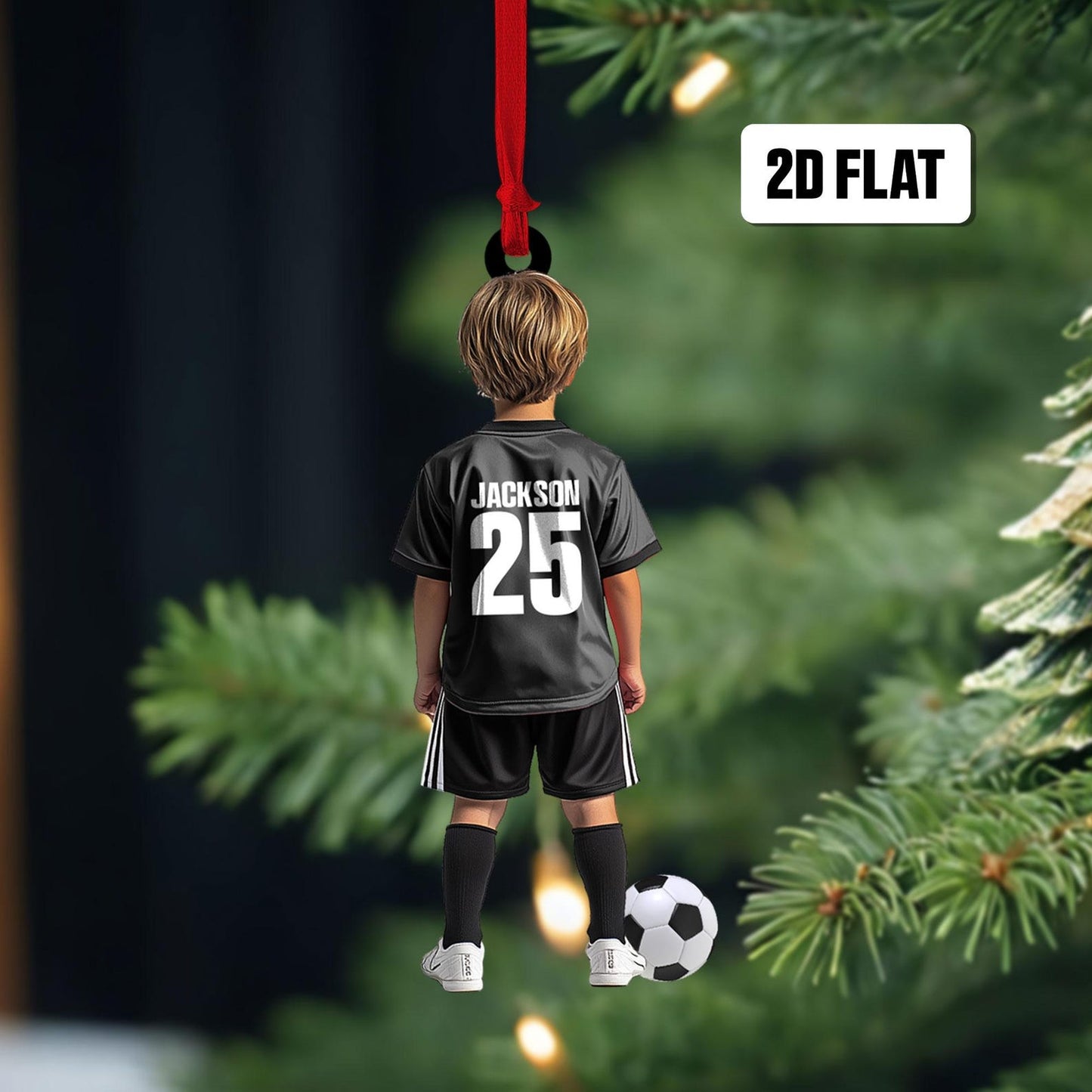 Personalized Kid Soccer Player Ornament, Custom Name Number Soccer Ornament ON1484