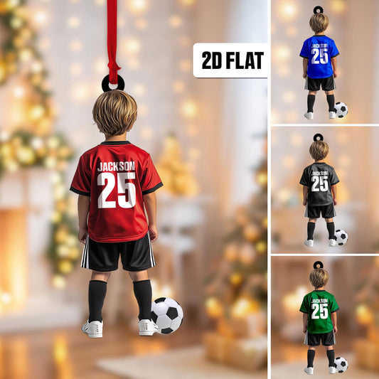 Personalized Kid Soccer Player Ornament, Custom Name Number Soccer Ornament ON1484