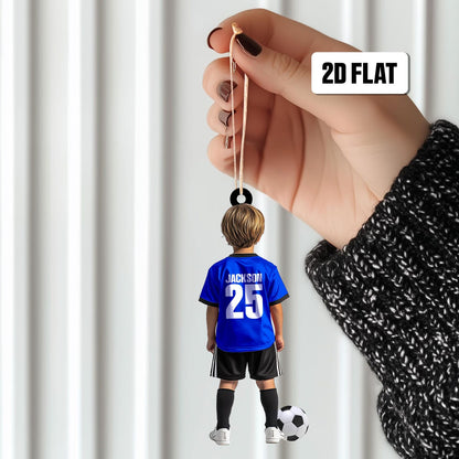 Personalized Kid Soccer Player Ornament, Custom Name Number Soccer Ornament ON1484