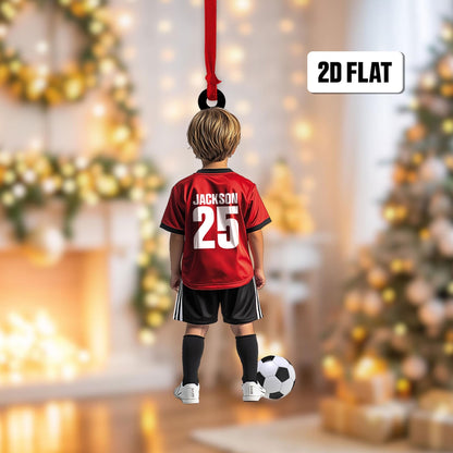 Personalized Kid Soccer Player Ornament, Custom Name Number Soccer Ornament ON1484