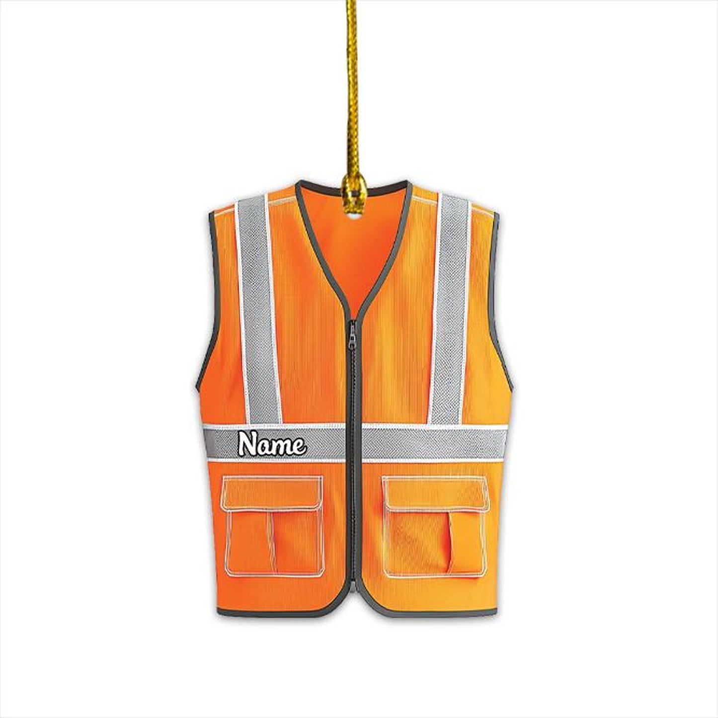 Personalized Safety Vest Christmas Ornament, Custom Name Construction Ornament ON1282