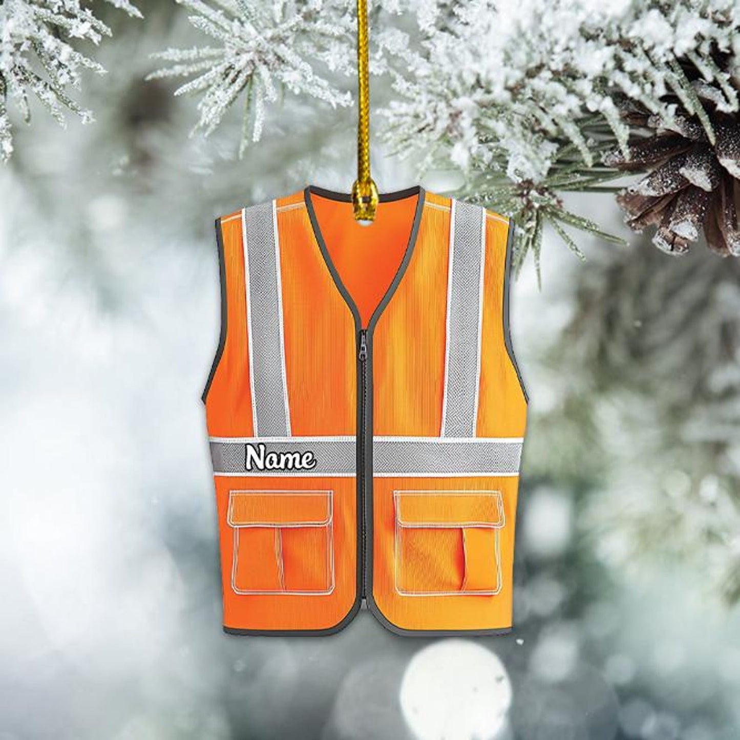 Personalized Safety Vest Christmas Ornament, Custom Name Construction Ornament ON1282