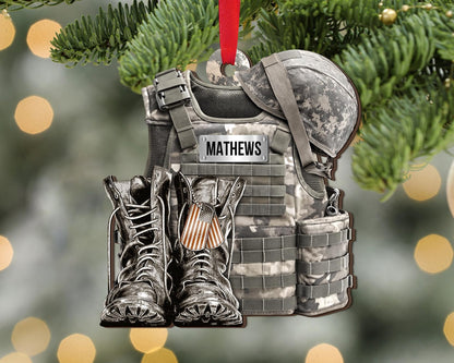 Personalized Military Uniform Ornament, Custom Veteran Military Christmas Ornament ON1476