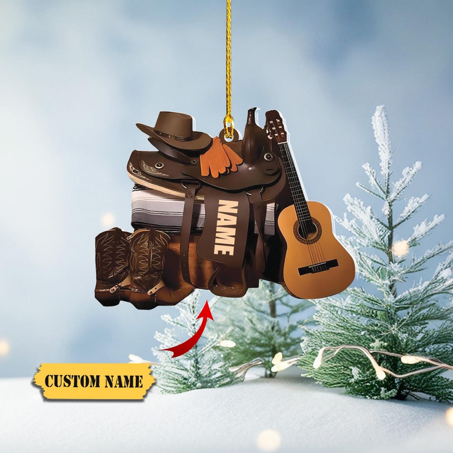 Personalized Cowboy Christmas Ornaments, Custom Name Cowboy Cowgirl Horseback Riding Ornament ON1658