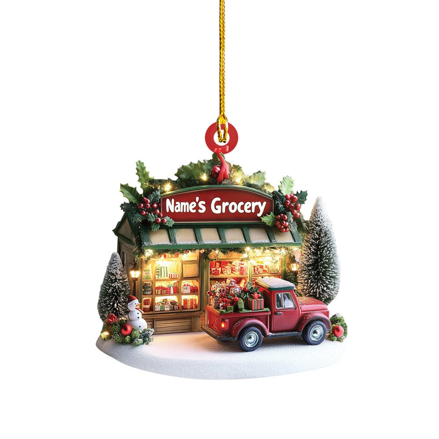 Personalized Grocery Christmas Ornament, Custom Name Grocery Owner Ornament ON0800