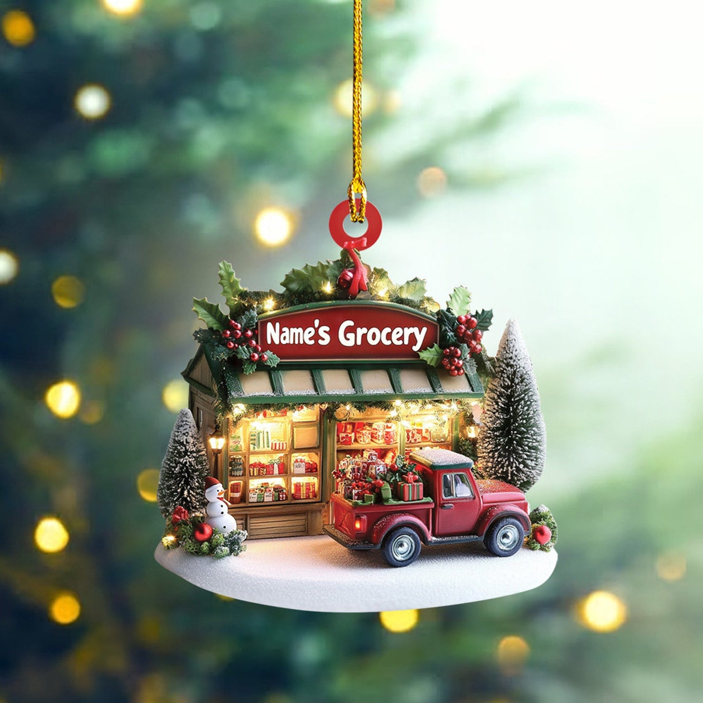 Personalized Grocery Christmas Ornament, Custom Name Grocery Owner Ornament ON0800