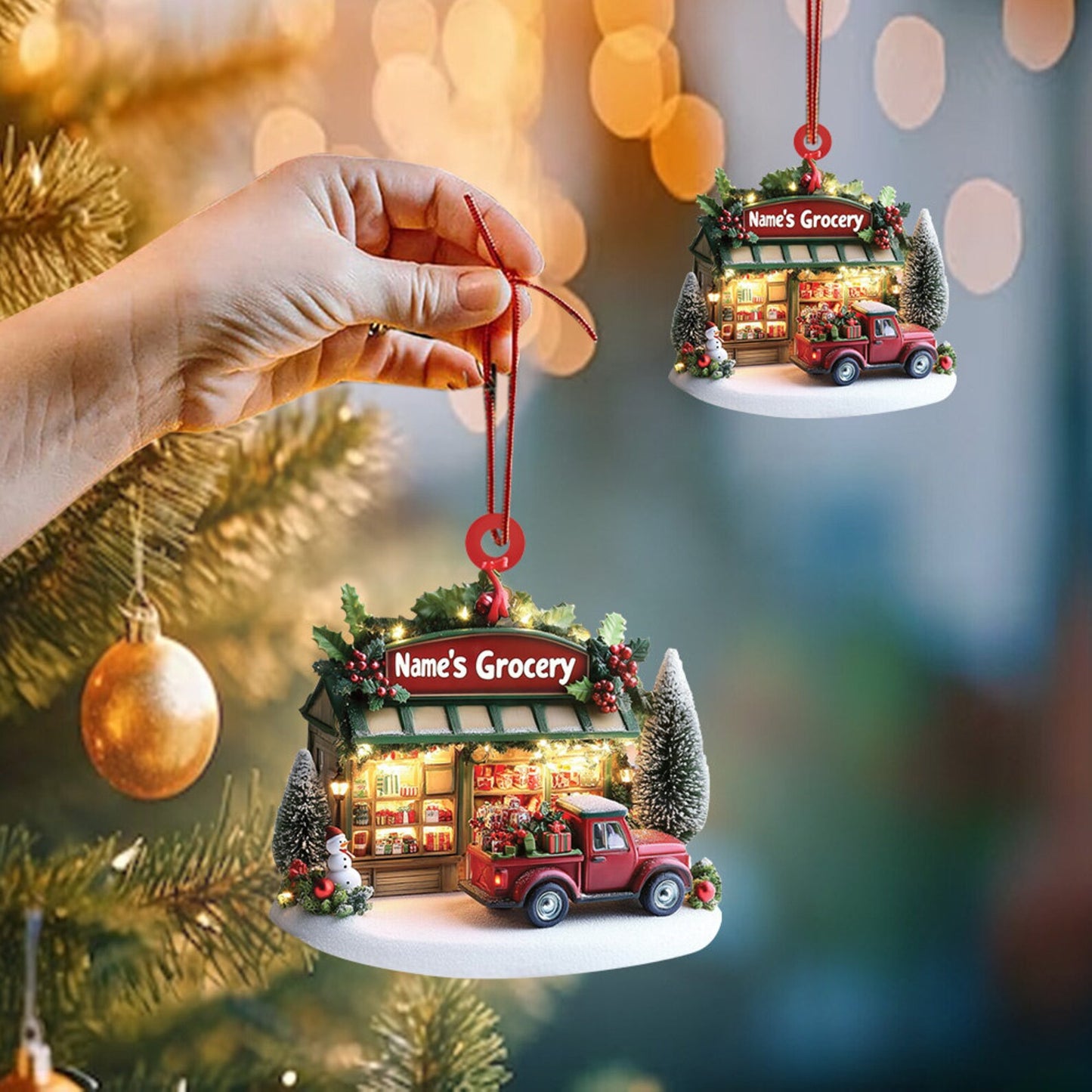 Personalized Grocery Christmas Ornament, Custom Name Grocery Owner Ornament ON0800