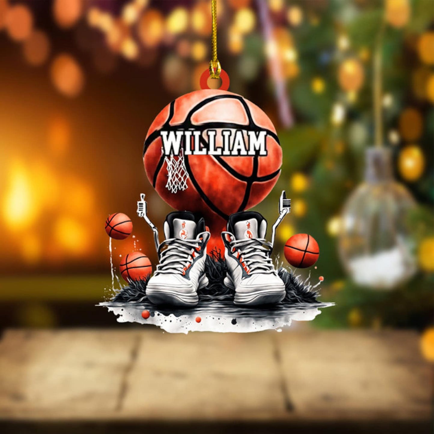 Personalized Basketball Shoes Ornament, Custom Name Basketball Players Christmas Ornament ON0899