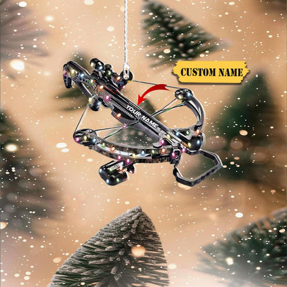 Personalized Old Crossbow Hunting Arrow Light Christmas Ornament, Custom Name Crossbow Hunter Ornament ON0851