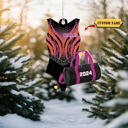 Personalized Women's Gymnastics Christmas Ornament, Custom Name Gymnasts and Fitness Lovers Ornament ON0920