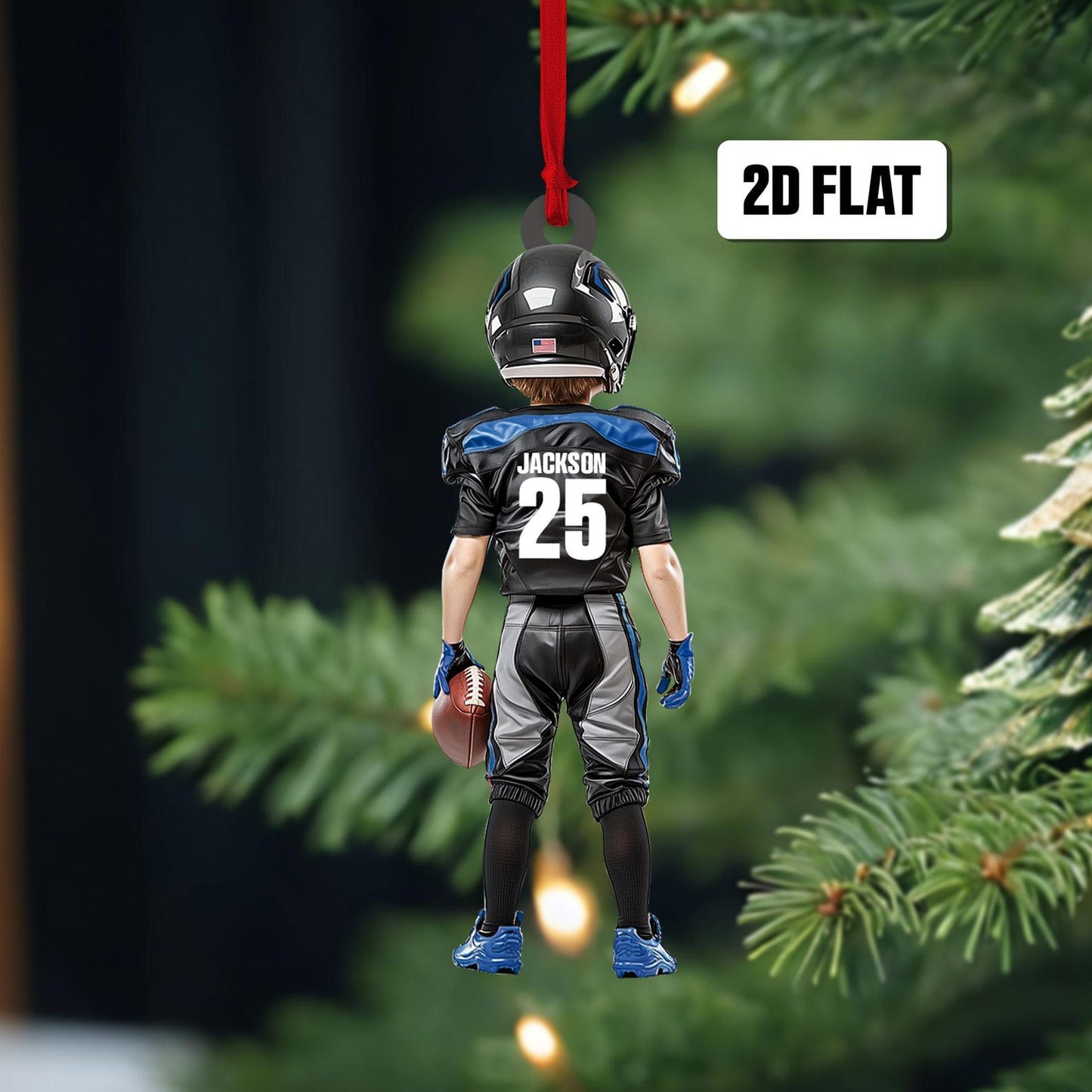 Personalized Kid Football American Christmas Ornament, Custom Name Football Player Ornament ON1604