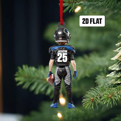 Personalized Kid Football American Christmas Ornament, Custom Name Football Player Ornament ON1604