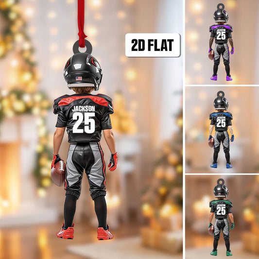 Personalized Kid Football American Christmas Ornament, Custom Name Football Player Ornament ON1604