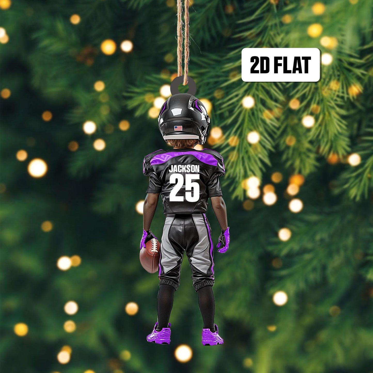 Personalized Kid Football American Christmas Ornament, Custom Name Football Player Ornament ON1604