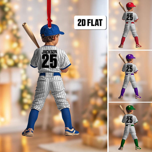 Personalized Kid Baseball Player Ornament, Custom Name Number Baseball Player Ornament ON1375